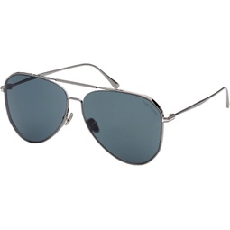 Tom Ford CHARLES-02 FT 0853 Shiny Dark Ruthenium/Blue Green 60/13/145 men Sunglasses