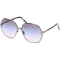 Sunglasses Tom Ford FT 0912 Fonda- 02 14B Shiny Light Ruthenium W. Violet Havana