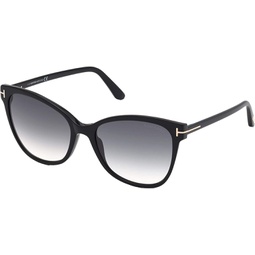 Tom Ford ANI FT 0844 Shiny Black/Dark Grey Shaded 58/18/140 women Sunglasses