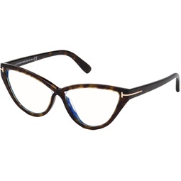 Tom Ford TF 5729-B eyeglasses color 052 Havana with Blue Block anti reflective lenses