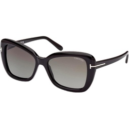 Sunglasses Tom Ford FT 1008 Maeve 01B Shiny Black,t Logo/Gradient Smoke Len