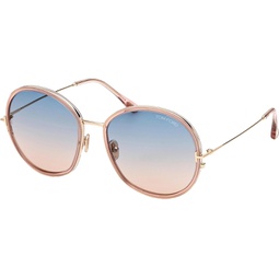 Tom Ford HUNTER-02 FT 0946 Shiny Pink/Light Blue Shaded 58/18/140 women Sunglasses