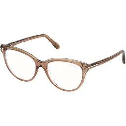 Tom Ford - FT5618-B54045 Shiny Light Brown Oval Women Eyeglasses - 54mm