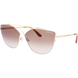 Tom Ford FT0563 28G Shiny Rose Gold Jacquelyn Pilot Sunglasses Lens Category 2