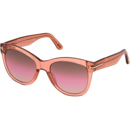 Sunglasses Tom Ford FT 0870 Wallace 74F Shiny Transparent Coral/Gradient Brown