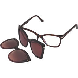 Tom Ford FT 5641-B .C BLUE BLOCK Red Havana Black Clip On Brown Clip On 53/15/140 unisex Eyewear Frame