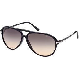 Tom Ford SAMSON FT 0909 Shiny Black/Grey Shaded 62/12/140 men Sunglasses