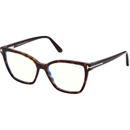 Eyeglasses Tom Ford FT 5812 -B 052 Classic Dark Havana,t Logo/Blue Block Len