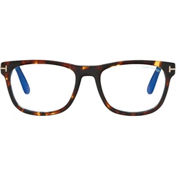 Eyeglasses Tom Ford FT 5662 -B 052 Shiny Classic Dark Havana/Blue Block Lenses