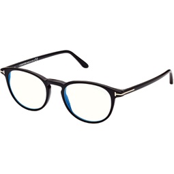 Eyeglasses Tom Ford FT 5803 -B 001 Shiny Black,t Logo/Blue Block Lenses