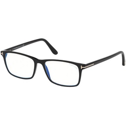 Eyeglasses Tom Ford FT 5584 -B 001 Shiny Black, Rose Goldt Logo/blue Block Le, Shiny Black, Rose Gold T Logo/Blue Block Lenses, 56/16/145