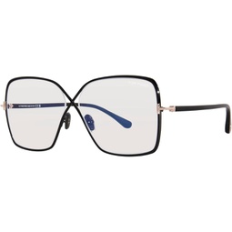 Tom Ford Eyeglasses FT 5841 -B 001 Shiny Black, t Logo/Blue Block Lenses