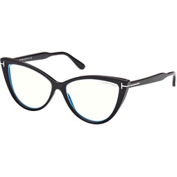 Tom Ford Eyeglasses FT 5843 -B 005 Matte Black, t Logo/Blue Block Lenses