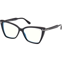 Tom Ford Eyeglasses FT 5844 -B 001 Shiny Black, t Logo/Blue Block Lenses