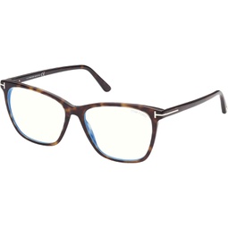 Eyeglasses Tom Ford FT 5762 -B 052 Shiny Classic Dark Havana,t Logo/Blue Bl