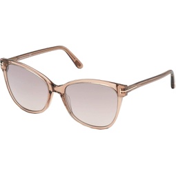 Tom Ford ANI FT 0844 Transparent Light Brown/Brown Shaded 58/18/140 women Sunglasses