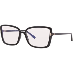 Eyeglasses Tom Ford FT 5813 -B 001 Shiny Black,t Logo/Blue Block Lenses