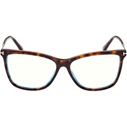 Tom Ford FT 5824-B 052 Dark Havana Plastic Cat-Eye Eyeglasses 56mm