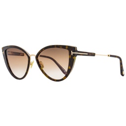 womens cat eye sunglasses tf868 anjelica-02 52f dark havana/gold 57mm