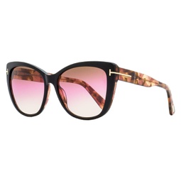 womens cat eye sunglasses tf937 nora 05f black/rose havana 57mm