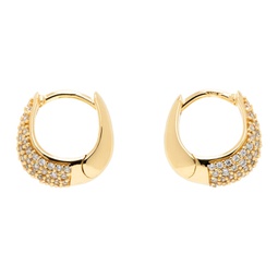Gold Ice Huggies Pave Earrings 241762M144014