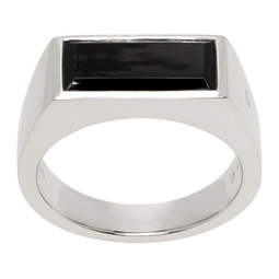 Silver Peaky Polished Onyx Ring 232762M147021