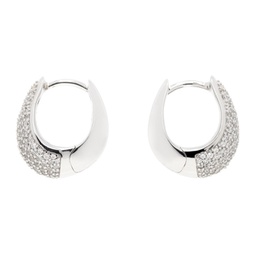 Silver Ice Hoop Small Pave Earrings 241762M144003