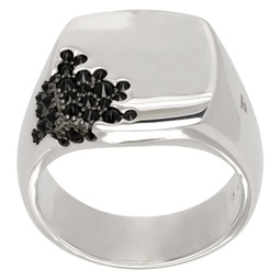 Silver Cushion Black Molecule Ring 232762M147067
