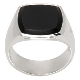 Silver Cushion Black Onyx Ring 232762M147056