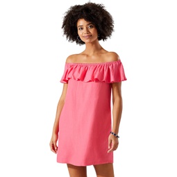 Womens Tommy Bahama Linen Dye Off-the-Shoulder Dress Cover-Up