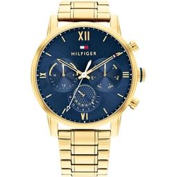 Tommy Hilfiger Mens Quartz Multifunction Stainless Steel and Link Bracelet Watch, Color: Gold (Model: 1791880)