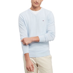 Mens Essential Solid V-Neck Sweater