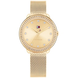 Womens Quartz Gold-Tone Stainless Steel Mesh Watch 32mm