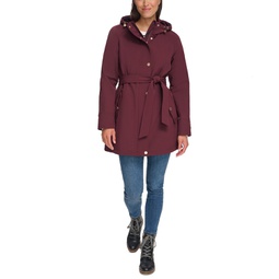 Womens Hooded Belted Softshell Raincoat