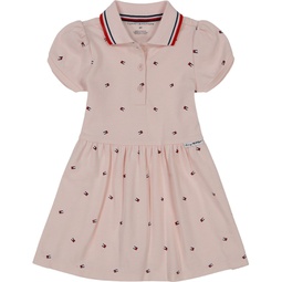 Little Girls Pique Polo Logo-Print Short Sleeve Dress