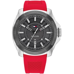 Mens Quartz Red Silicone Watch 46mm