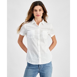 Womens Amelie Cotton Textured Camp Shirt