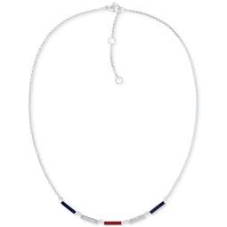 Stainless Steel Red & Blue Link Collar Necklace 16 + 2 extender