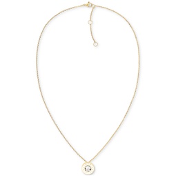Gold-Tone White Stone Pendant Necklace 18 + 2 extender