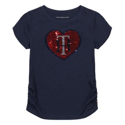 Tommy Hilfiger Kids Tommy Hilfiger Heart Sequin Short Sleeve Tee (Big Kid)