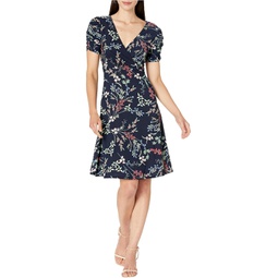 Womens Tommy Hilfiger Floral Ruche Empire Waist Fit-and-Flare