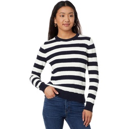 Womens Tommy Hilfiger Stripe Cable Crew Neck Sweater