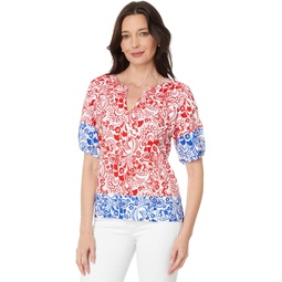 Tommy Hilfiger Fountain Floral Puff Sleeve Top
