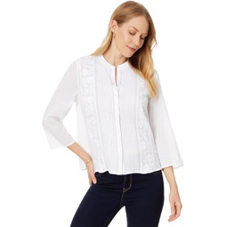 Tommy Hilfiger Gauze Embroidered Pintuck Top