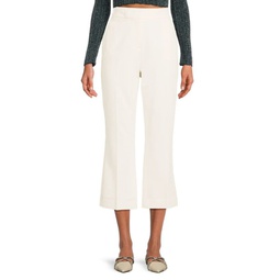 Flat Front Flared Cropped Pants