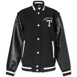 Tommy Jeans Zip Off Sleeve Letterman Jacket Black
