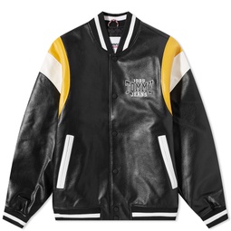 Tommy Jeans RLX Leather Letterman Jacket Black