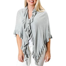 Top It Off Ava Ruffle Wrap - Women’s Triangle Shawl - Made from 100% Natural Cotton - Fashion Wrap-Around Layering Scarf