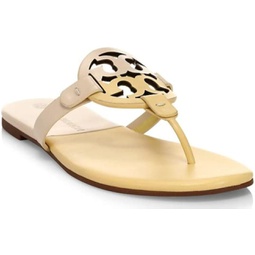 Tory Burch Womens Miller Color blocked Sweet Corn Leather Sandals