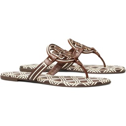Tory Burch Womens Metal Miller Sandals Flats in Leather (New Ivory - Dark Brown, numeric_8)